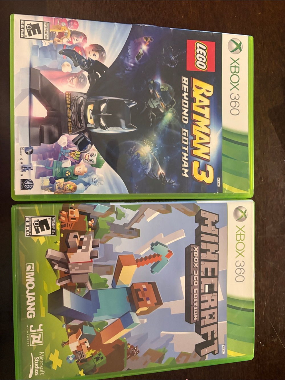 Lego Xbox 360 Games with Green Cases - Batman 3 & Minecraft